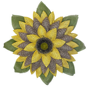 Flower Door Hanger, Small Spring Wreath, yellow and Burlap Wreath, Farmhouse spr